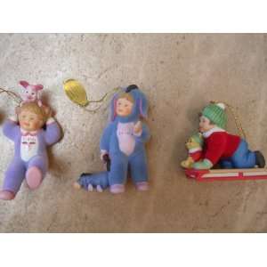   Ornaments Set of 3 ; Hold on Pooh, Off to Bed Eeyore, Piggyback Ride