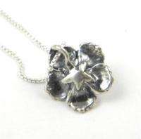 Sterling Silver HIBISCUS FLOWER Charm Necklace 18 NEW A Marty Magic 