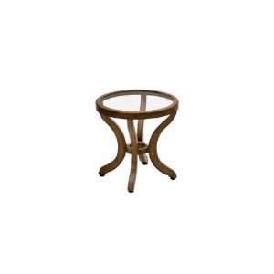   Round Clear Glass Patio End Table Twilight Gold Finish