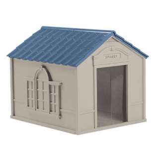 New Suncast Weatherproof Large Dog House   Taupe & Blue  