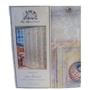 Ex Cell Home Fashions 1CB 040O0 3022/990 Shells Vinyl Shower Curtain 