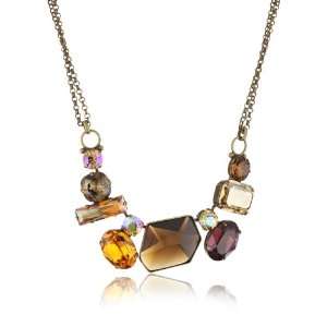   Maple Syrup Modern Facets Bold Crystal Goldtone Necklace Jewelry