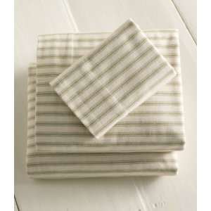  Bean King Fitted Ticking Striped Flannel Sheet