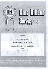 INTERNATIONAL CUB CADET 71 102 122 123 Service Manual  