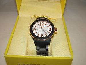 Invicta Womens 1166 Black Ceramic White Dial 18kt Gold Plated Accents 