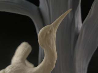   PORCELAIN VASE HERON BIRD FIGURINE IRIS FLOWER ART NOUVEAU VASE  