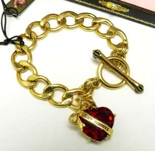 Auth Juicy Couture Heart Banner Starter Charm Bracelet  