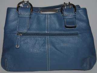 TIGNANELLO BLUE LEATHER PURSE shoulder bag SILVER HARDWARE white 