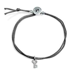 Alex Woo Mini Cord Bracelet Gray with Sterling Silver Mini Key 