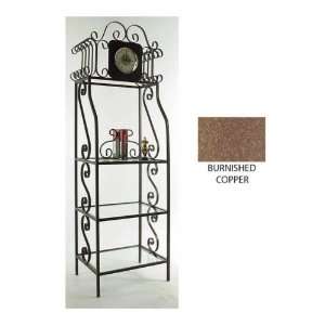 Burnished Copper Clock Etagere with Glass Shelves (Burnished Copper 