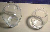 SET OF 2 CLEAR MEDIUM LARGE BUBBLE GLASS VASES  