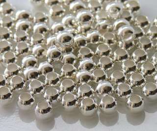 6mm Round Silver Plated Metal Beads Large Hole 25  