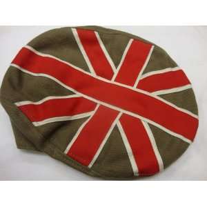  British Flag Ivy Cap One Size Driving Cap Beige Tan 