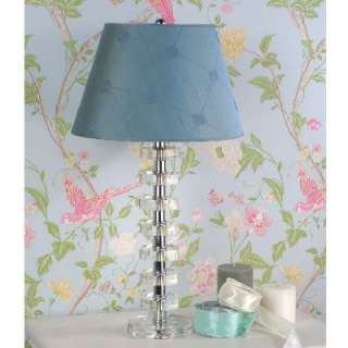 NEW 1 Light Table Lamp, Chrome with Clear Acrylic Stacked Discs Silk 
