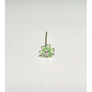  Green Flower Hand Painted Straight Nose Pin Body Jewelry Everything