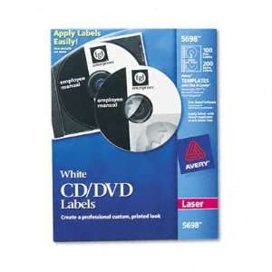  AVE5698   CD/DVD White Matte Label for Laser Printers 