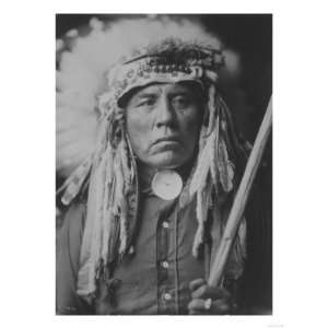  Apsaroke Indian with headdress Edward Curtis Photograph 
