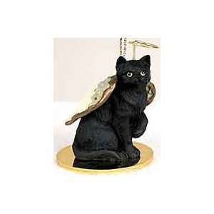  Black Shorthair Cat Angel Ornament