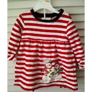Flapdoodles Baby Girl Holiday Red & White Stripe Top & Black Leggings 