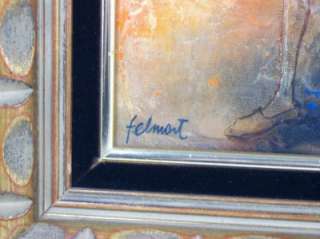 Vintage Oil Painting on Canvas Girl w/ Basket Signed Felmart 