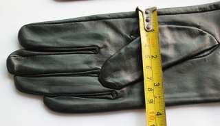 Fashion Women Long Genuine Leather Gloves 50cm Black #M  
