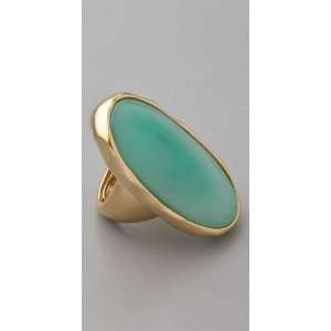  Kenneth Jay Lane Satin Gold & Jade Oval Ring Jewelry