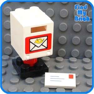 T901 Lego Mail Box with Envelope   White   RARE   NEW  