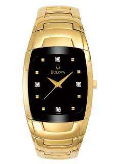 Mens Bulova Diamond Dial Gold Bracelet Watch 97F60  
