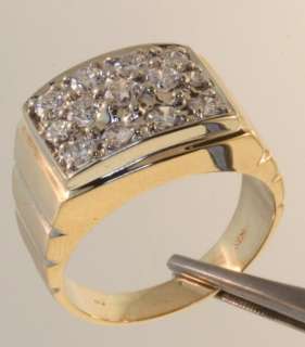   gold diamond fashion ring 14.2g estate vintage antique 1.62 cttw mens