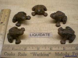 set of 5 tiny FROGS cast iron 1 1/2x1 1/2 pond garden  