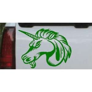 Dark Green 24in X 18.0in    Unicorn Head Animals Car Window Wall 