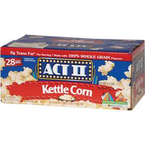 28 ACT 11 MICROWAVE KETTLE POPCORN / 3 OUNCE BAGS EACH  