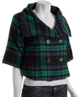 Priorities green plaid cropped Emma a line jacket   up to 70 