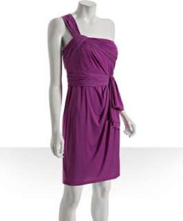 Aidan Mattox mulberry jersey one shoulder ruched dress   up to 