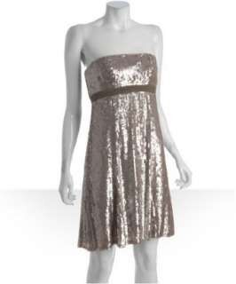 Badgley Mischka Platinum Label silver sequin strapless dress   