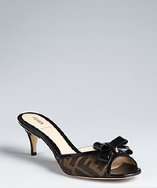 Fendi black patent leather and zucca print canvas kitten heels style 