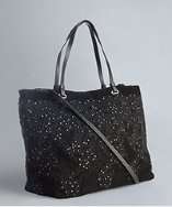 Valentino black beaded embroidered suede tote style# 317917201