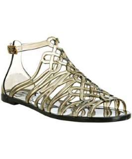 Diane Von Furstenberg smoke strappy jelly flat sandals   up to 