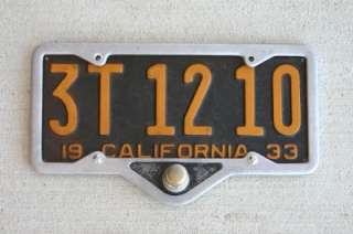 1929 1939 California Rear Plate Frame 6/12 Volt Light  