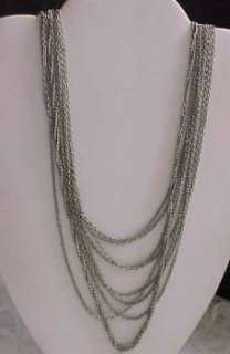 Vintage Necklace SilverTone Multi Strand  