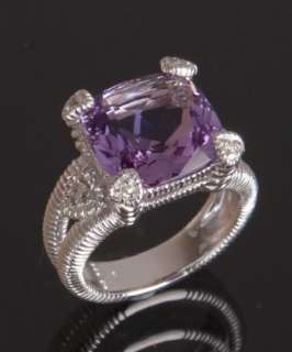 Judith Ripka amethyst and diamond Fontaine split shank ring 