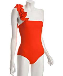 Loeffler Randall poppy ruffle one shoulder swimsuit   up to 70 
