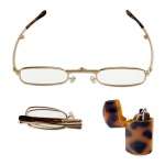 Super Compact Folding Reading Glasses   2.00 Diopter   Hard Pocket 