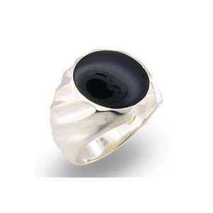 Mens Solitaire Black Genuine Nature Stone Onyx Special Plating Ring 