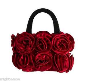 Interchangeable 3 Piece Floral Bag Set by Lori Greiner Satin Roses Red 