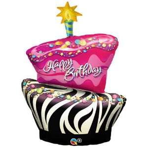  Funky Zebra Birthday Cake Foil Balloon Toys & Games