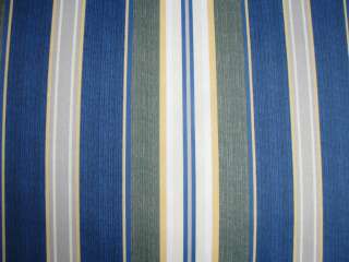 CHAIR CUSHION Outdoor Patio BLUE YELLOW + GREEN STRIPES Reversible NEW 