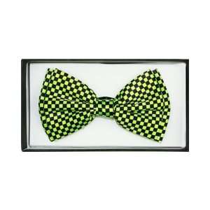  Lime Green Squares Black Bow Tie