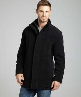 Marc New York charcoal wool blend knit collar walking coat