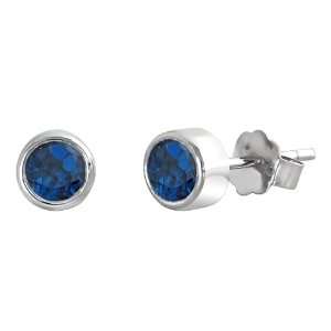   London Blue Topaz Bezel Set Gemstone Stud Earrings (5/8 cttw) Jewelry